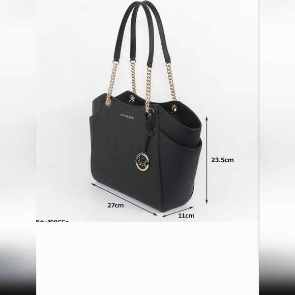 Michael kors jet set travel black leather shoulder bag purse NWT $558 retail - Picture 2 of 8